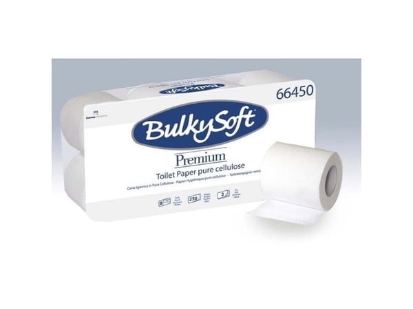 WC-paperi, rullina, BulkySoft Excellence, 2-kerroksinen, pehmopaperi, valkoinen 95mm x 30.00m, laatikko 96 rullaa