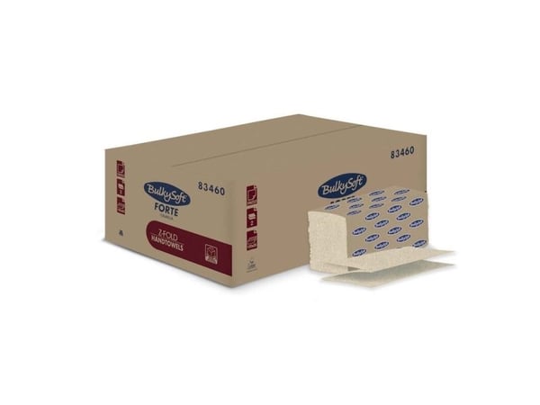 Papirhåndklæder ark, BulkySoft, Havana 2 lag, brun 235mmx240mm, karton a 3750 stk