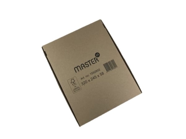 Arkivæske, Master'in Access indre dim: 320 x 245 x 58 mm, 1-lags E-flute, 2.000 mm, FEFCO 0426, brun - (50 stk.)