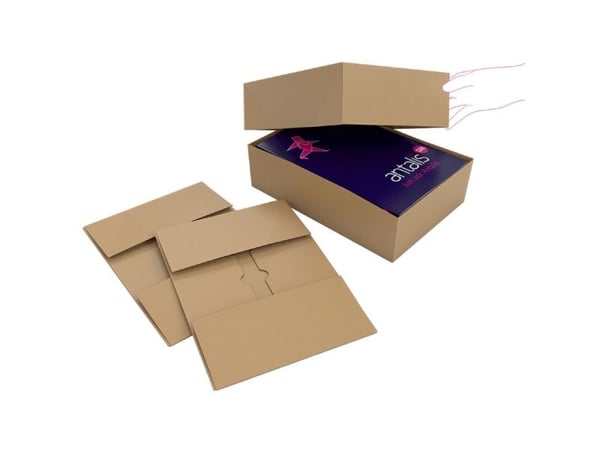 Bølgepapkasse, Master'in Access indre dim: 380 x 250 x 80 mm, 1-lags E-flute, 2.000 mm, FEFCO 0200, - (50 stk.)