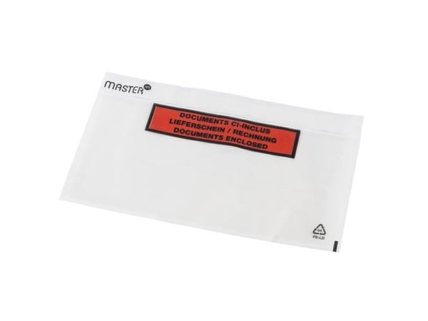 Følgeseddellommer, Master'in Performance LD, 240 x 140 mm, transparent red-black printed Packing lis