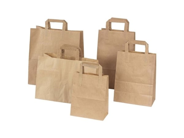 Papirbærepose, 220 x 290 mm, flat bag Papir, brun, pakke a 250 stk palle a 12 pakker, palle a 12 kar