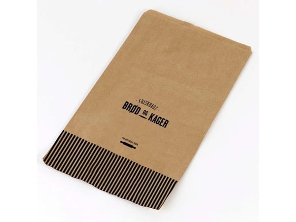 Bagerpåse 270 x 455 mm flat film papper brun tryckt förpackning med 1000 st pall med 42 kartonger 4 kg