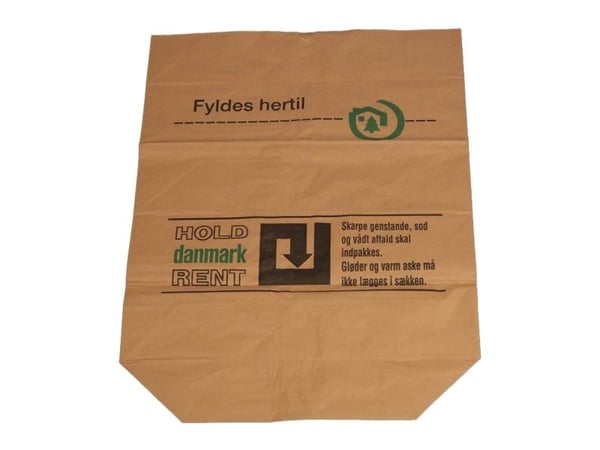 Papirsæk, 700 x 950 mm, sidefalset Kraftpapir, Papir, limet, brun Hold Danmark Rent, pakke a 50 stk - (50 stk.)