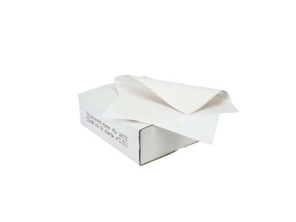 Stanset papir, flat bag, 45 g/m2, 370 x 500 mm, Papir + PE, hvid, almindelig pakke a 10 kg, palle a