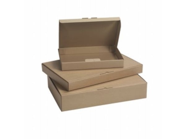 Postæske, indre dim: 560 x 370 x 105 mm 1-lags,B-flute, 3.000 mm, FEFCO 0426 brun, bundt a 25 stk, p - (25 stk.)