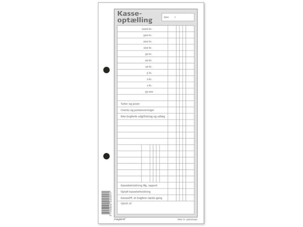 Kassaregister, Mayland, vit, 100x210mm förpackning om 10 - (10 st.)