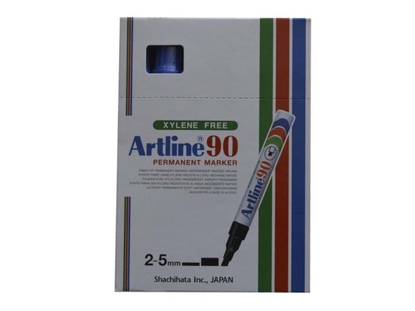 Marker, Artline, EK90, 2-5MM, Rund spids blå, permanent - (12 stk.)