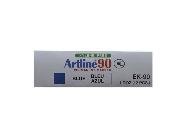 Marker, Artline, EK90, 2-5MM, Rund spids blå, permanent - (12 stk.)