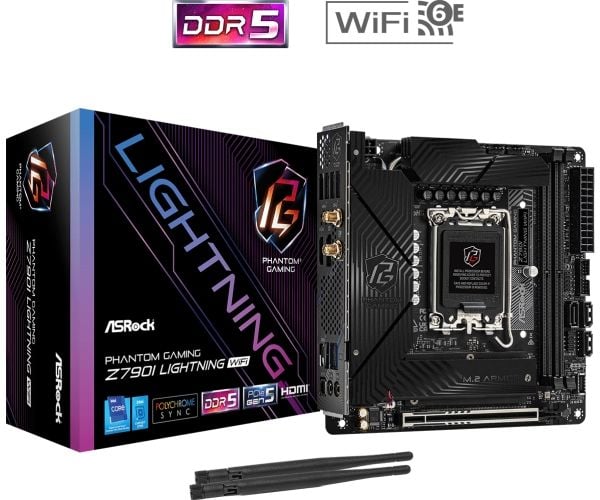 ASRock Phantom Gaming Z790I Lightning WiFi - Hovedkort - mini-ITX - LGA1700-sokkel - Z790 Chipset - USB 3.2 Gen 1, USB 3.2 Gen 2, USB-C 3.2 Gen 1, ...