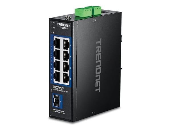 TRENDnet TI-G5091 - Version V1 - switch - industriell - 8 x 10/100/1000/2.5G + 1 x 1 Gigabit / 10 Gigabit SFP+ - DIN-skinnemonterbar, veggmonterbar...