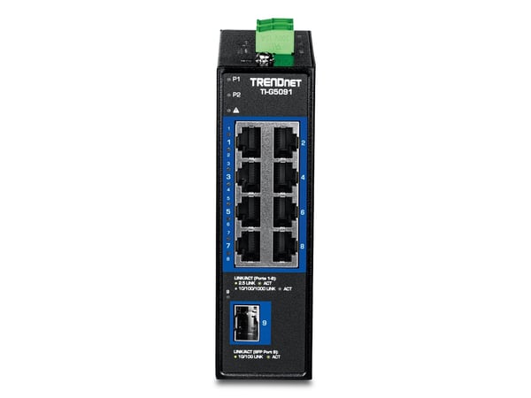 TRENDnet TI-G5091 - Version V1 - switch - industriell - 8 x 10/100/1000/2.5G + 1 x 1 Gigabit / 10 Gigabit SFP+ - DIN-skinnemonterbar, veggmonterbar...