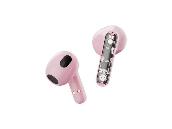 Streetz T150 TWS earphones, Transparent Pink, Trådløs, 20 - 20000 Hz, Samtaler/musikk, 37 g, Hodesett, Rosa