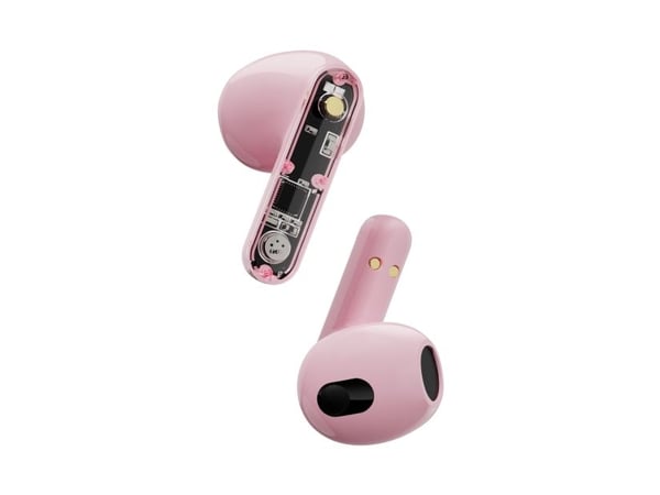 Streetz T150 TWS earphones, Transparent Pink, Trådløs, 20 - 20000 Hz, Samtaler/musikk, 37 g, Hodesett, Rosa