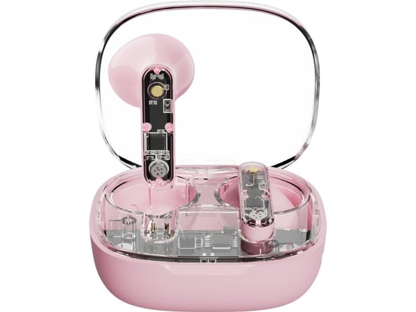 Streetz T150 TWS earphones, Transparent Pink, Trådløs, 20 - 20000 Hz, Samtaler/musikk, 37 g, Hodesett, Rosa