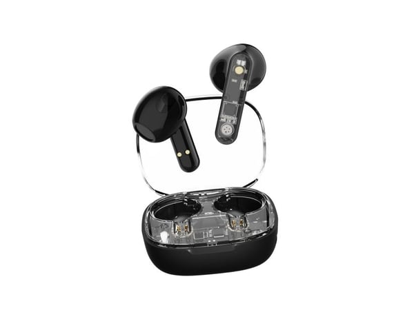Streetz T150 TWS earphones, Transparent, Black, Trådløs, Samtaler/musikk, 20 - 20000 Hz, 37 g, Hodesett, Svart