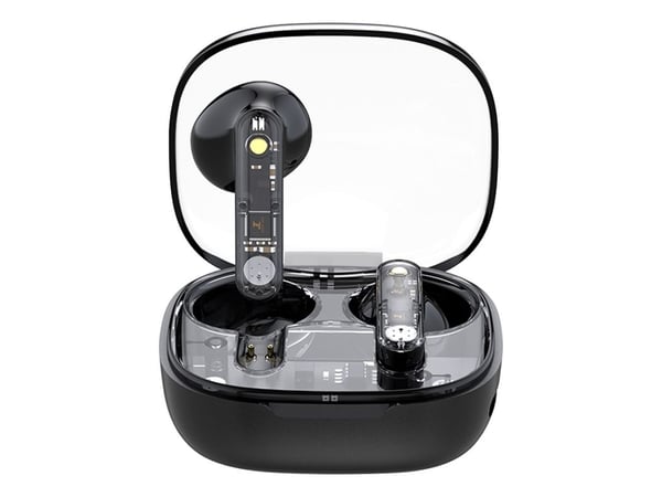 Streetz T150 TWS earphones, Transparent, Black, Trådløs, Samtaler/musikk, 20 - 20000 Hz, 37 g, Hodesett, Svart