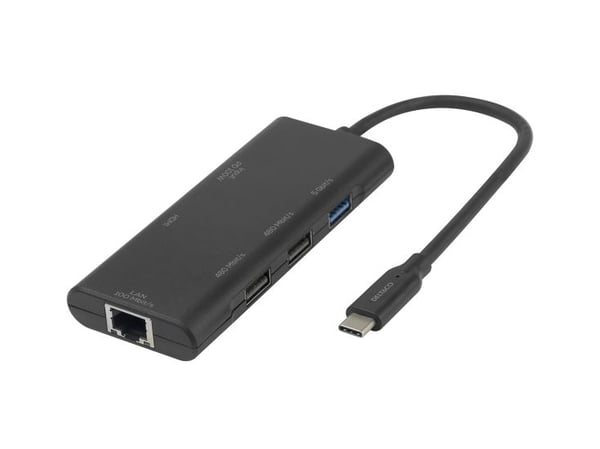 DELTACO - Dockningsstation - USB-C - HDMI - 100Mb LAN