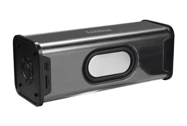 Streetz Gjennomsiktig bluetooth høyttaler med TWS og LED lyseffekter, 10 W, 180 - 20000 Hz, Trådløs, 10 m, Stereo bærbar høyttaler, Svart