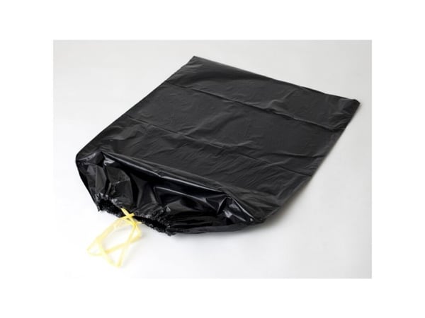 Affaldssække, 53 µm, 700 x 1100 mm genanvendt LDPE, sort, kapacitet 100l med lukkestrop, rulle a 10 - (10 stk.)