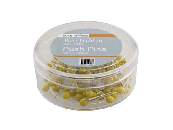 BNT rette knappenåler 4 mm x 20 mm, 100 stk., gul