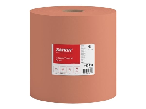 Aftørringsrulle Industri Katrin Basic 1-lag Ø37cm B32cmxL1000m Genbrug Brun,1 Rl
