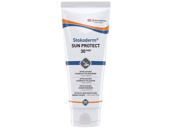 Solkräm SCJ Professional Stokoderm Sun Protect 30 PURE, 100 ml, vattentålig, utan parfym - (12 st)
