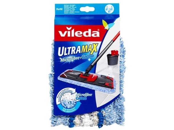 Mopper, Vileda Microfiber Ultra Max Refill, blå/hvid 360mm - (8 stk.)