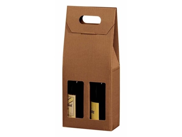 Gaveæske til vin, udvendig dim: 180 x 90 x 410 mm, indre dim: 180 x 90 x 380 mm 1-lags,B-flute, særl