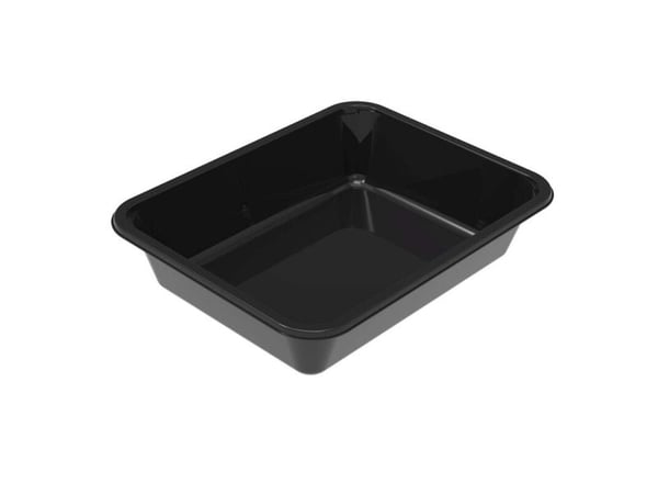 Plastbakke, Færch, C 2227-1D, 1-rums Rektangulær kapacitet 1415ml,178x227x49mm C-PET, sort, t/ovn &