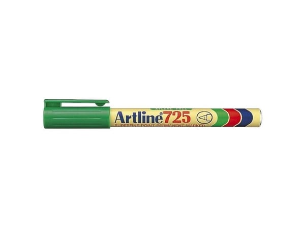 Marker, Artline, EK725, 0,4MM, Spids grøn, permanent - (12 stk.)