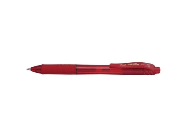 Pentel Energel X, Uttrekkbar gelépenn, Rød, Rød, Translucent, Plastikk, Gummi, Gummi, Ambidekstriøs
