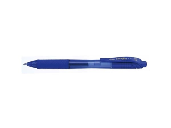 Pentel Energel X, Uttrekkbar gelépenn, Blå, Blå, Translucent, Plastikk, Gummi, Gummi, Ambidekstriøs