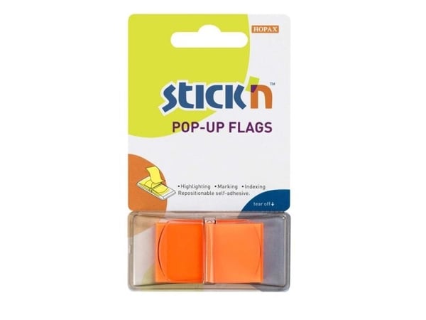Indexfaner, BNT Stick´n,45x25mm, orange pakke a 50 stk