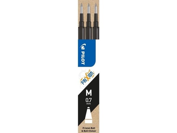 Refill Pilot Frixion Medium 0.7 mm sort (3 stk.)