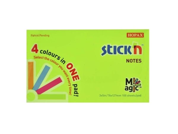 Muistiinpanot Stick'N Magic Neon 76x127mm 4 väriä 100blade - (12 kpl)