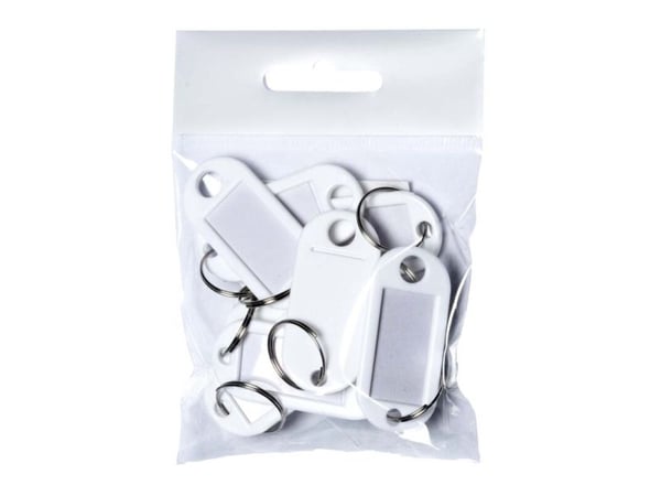 Nøglebrikker plast PET hvid - (10 stk.)