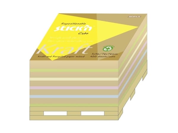 Noteskub 76x76 400 Blad Pall Assorterat Pastel 100 % Genbrugt