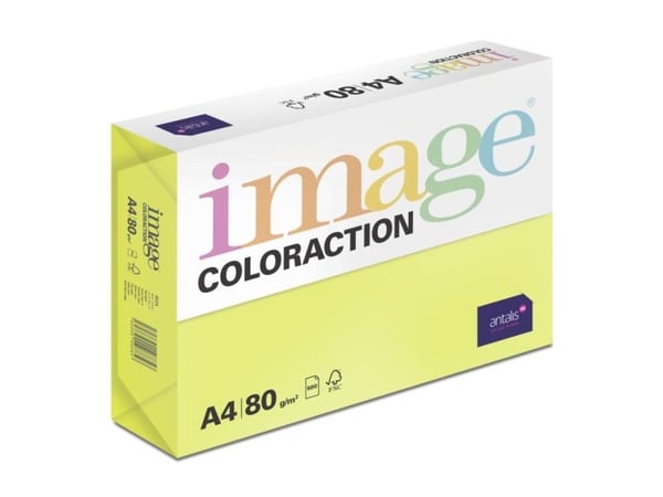 Image, Coloraction, Ibiza/néon yellow kopieringspapper, trämassa fri ECF, 80 g/m², 210x297 mm, A4, smal linje