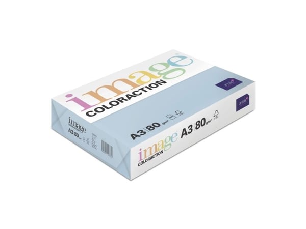 Image, Coloraction, Isbjerg/bleg isblå Kopipapir, træfri ECF, 80g/m2, 420mm x 297mm, A3, Bred bane,