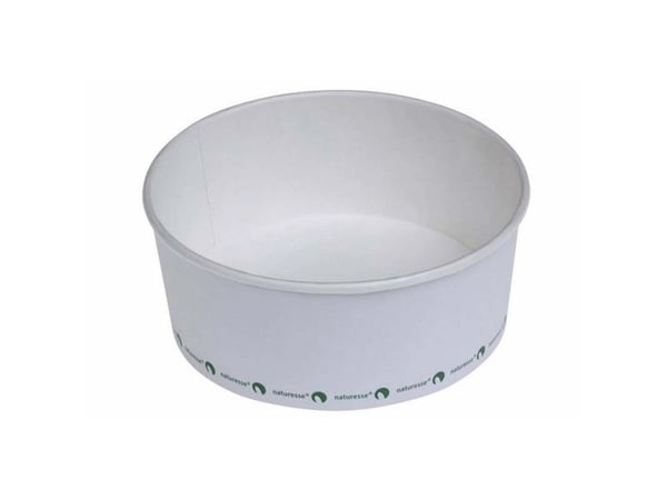 Salatbowle, Rund kapacitet 800, Ø 148, højde 60 Cardboard/PLA, hvid, karton a 500 stk Fødevaregodken