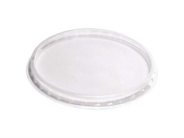 Låg t/plastbakke, Færch, 10-250, Rund Ø 105, højde 8 PP, transparent, pakke a 100 stk Fødevaregodken