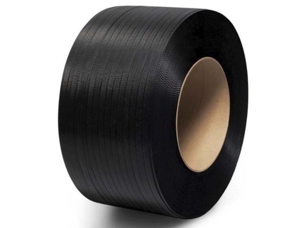 Strapbånd, PP, 12.00 x 0.600 mm x 3000.00 m, kernediameter: 200 mm præget, sort brudstyrke modstands - (2 stk.)