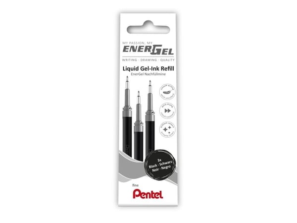 Refill, Pentel EnerGel, LRN5-3A, 0,25MM sort - (12 stk.)