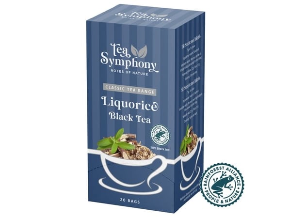 Te, Symphony, lakrits svart te, förpackning á 20 st