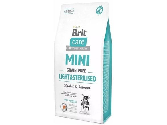 Brit Care Mini Light & Sterilised, Mini (5 - 10kg), Kanin, Laks, 2 kg