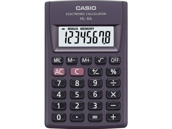 Casio HL-4A, Lomme, Grunnleggende, 8 sifre