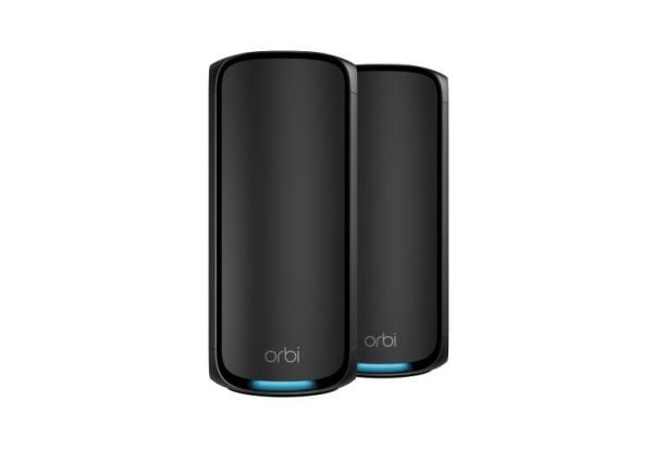 NETGEAR Orbi 970 Series RBE972SB - Wi-Fi-system - (ruter, utvider) - inntil 440 kvm - maske 10GbE, 2.5GbE, Wi-Fi 7 Quad-Band
