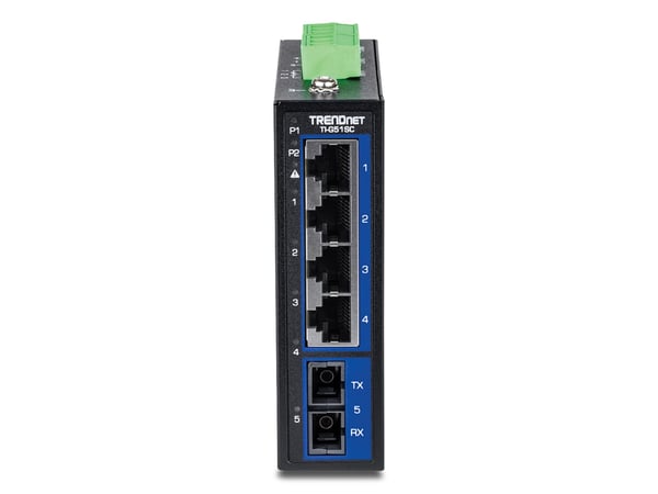 TRENDnet TI-G51SC - Version v1.0R - switch - industrial, with multimode SC port - 4 x 10/100/1000 + 1 x 1 Gigabit Ethernet - DIN-skinnemonterbar, v...