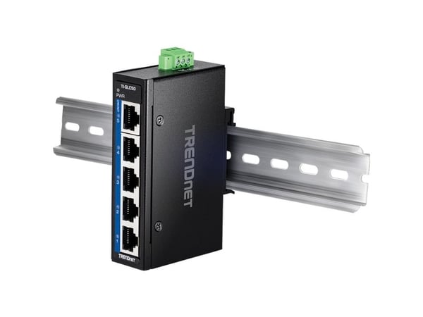 TRENDnet TI-GLC50 - Version V1.xR - switch - industrial, mini - 5 x 10/100/1000 - DIN-skinnemonterbar, veggmonterbar - TAA-samsvar